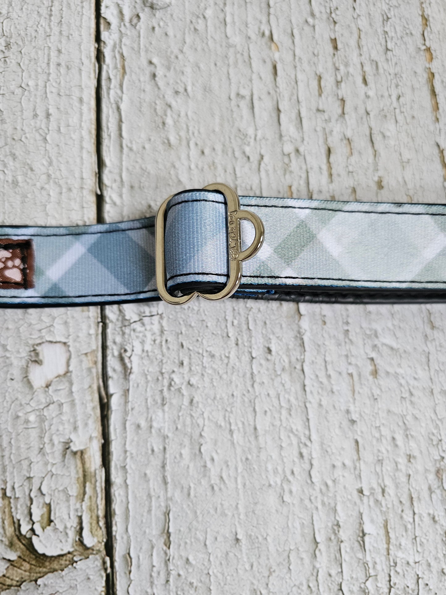 Boho Blue Plaid Dog Collar | Eco-Friendly, Waterproof & NO Stink