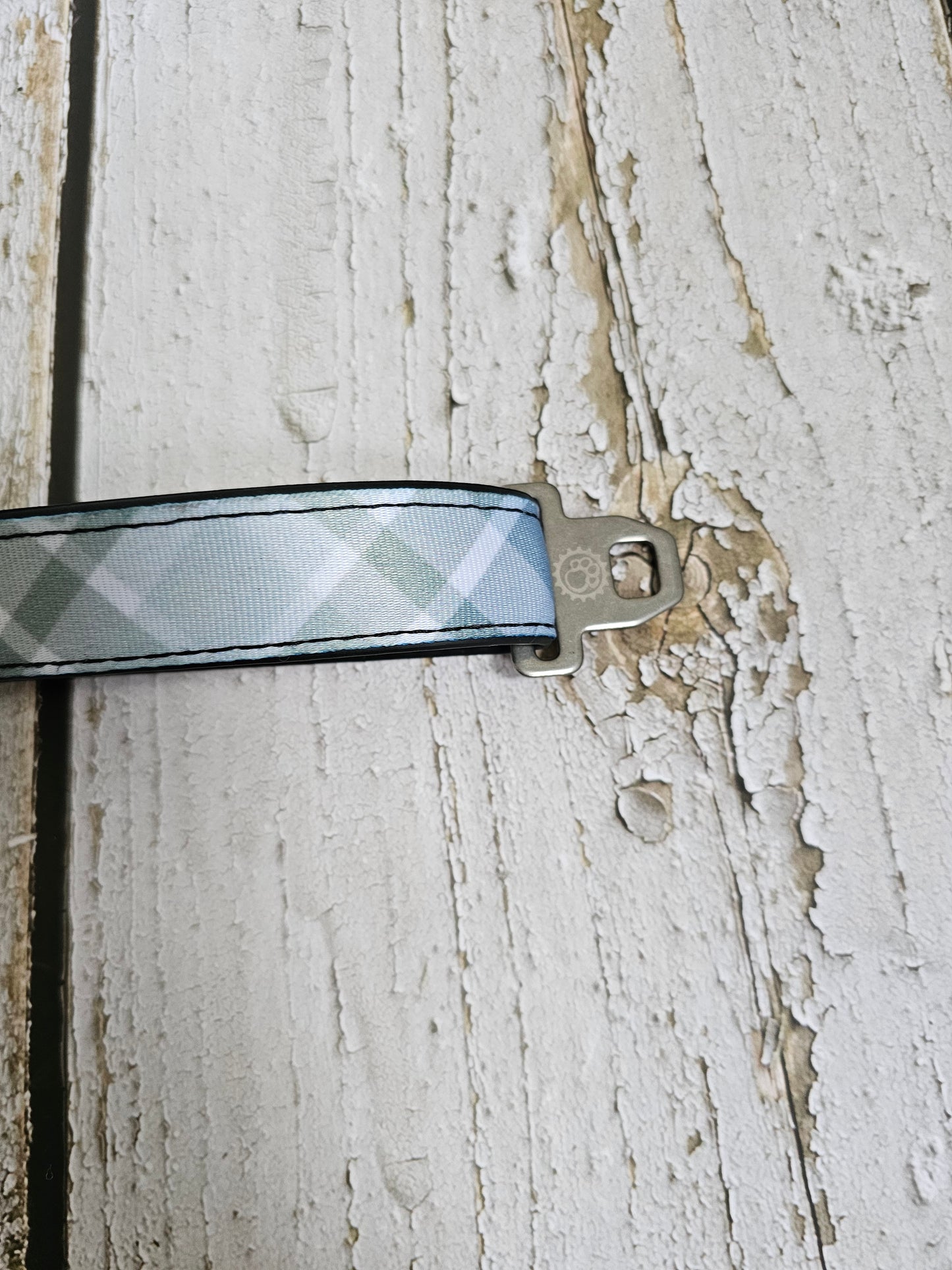 Boho Blue Plaid Dog Collar | Eco-Friendly, Waterproof & NO Stink