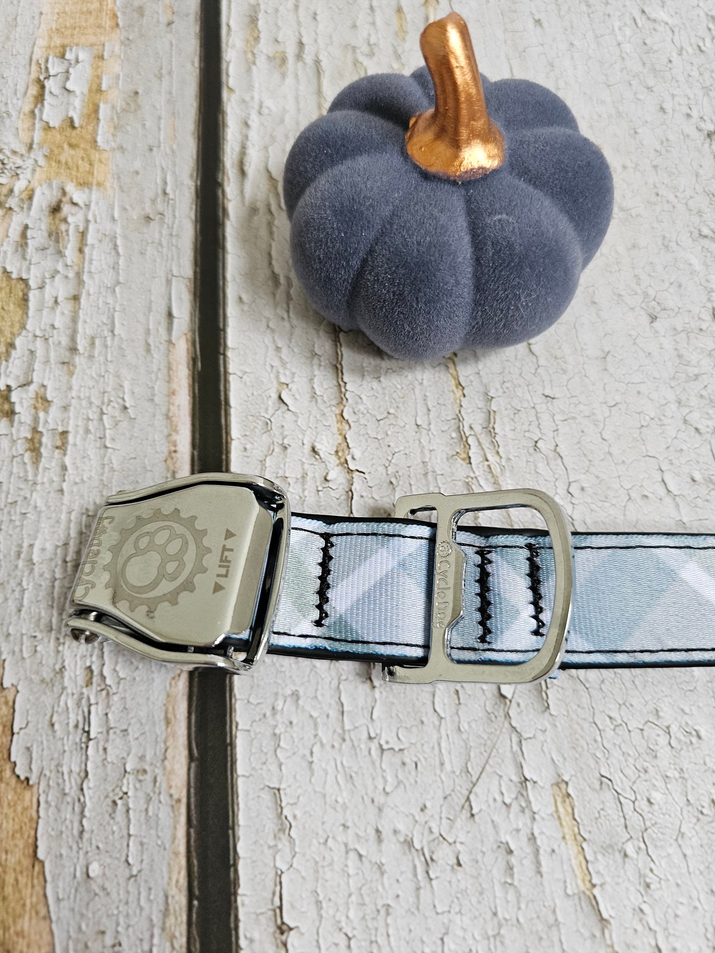 Boho Blue Plaid Dog Collar | Eco-Friendly, Waterproof & NO Stink