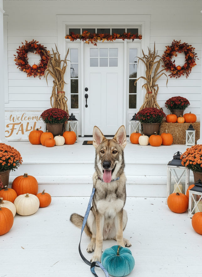 Boho Blue Plaid Dog Collar | Eco-Friendly, Waterproof & NO Stink