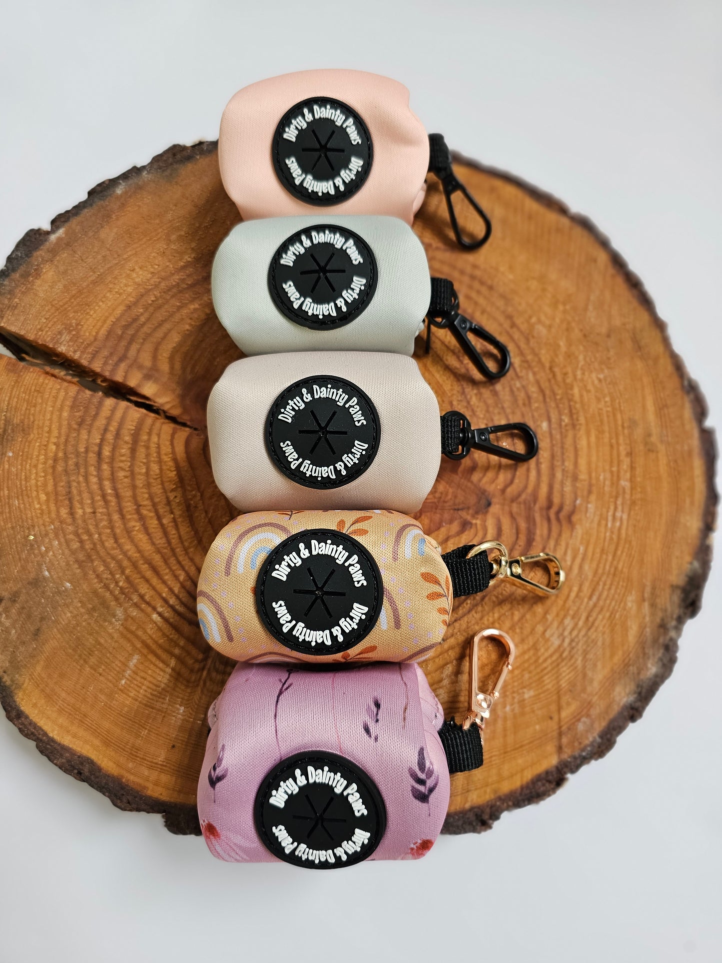 Boho Rainbow Poop Bag Pouch With Light Gold Clasp