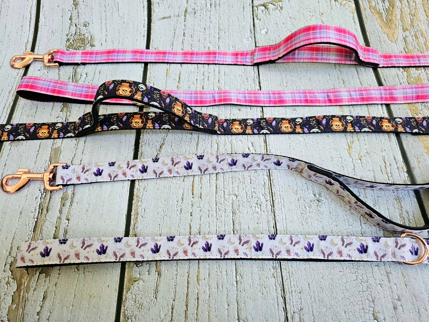 Into The Mystic Crystals and Lunar Moon Dog Leash with Traffic Handle