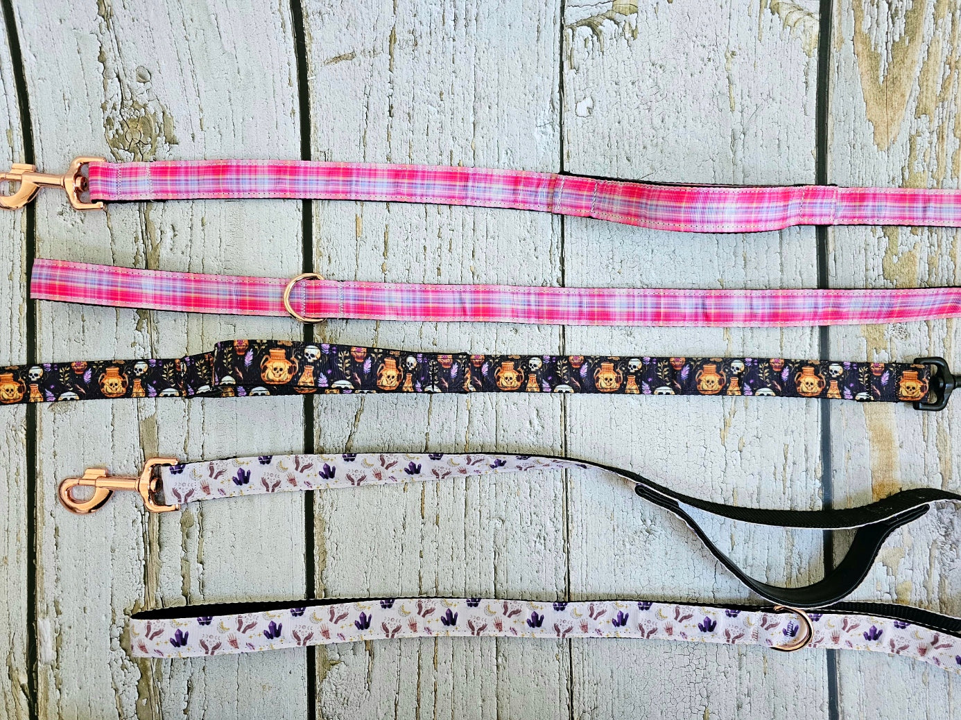 Into The Mystic Crystals and Lunar Moon Dog Leash with Traffic Handle