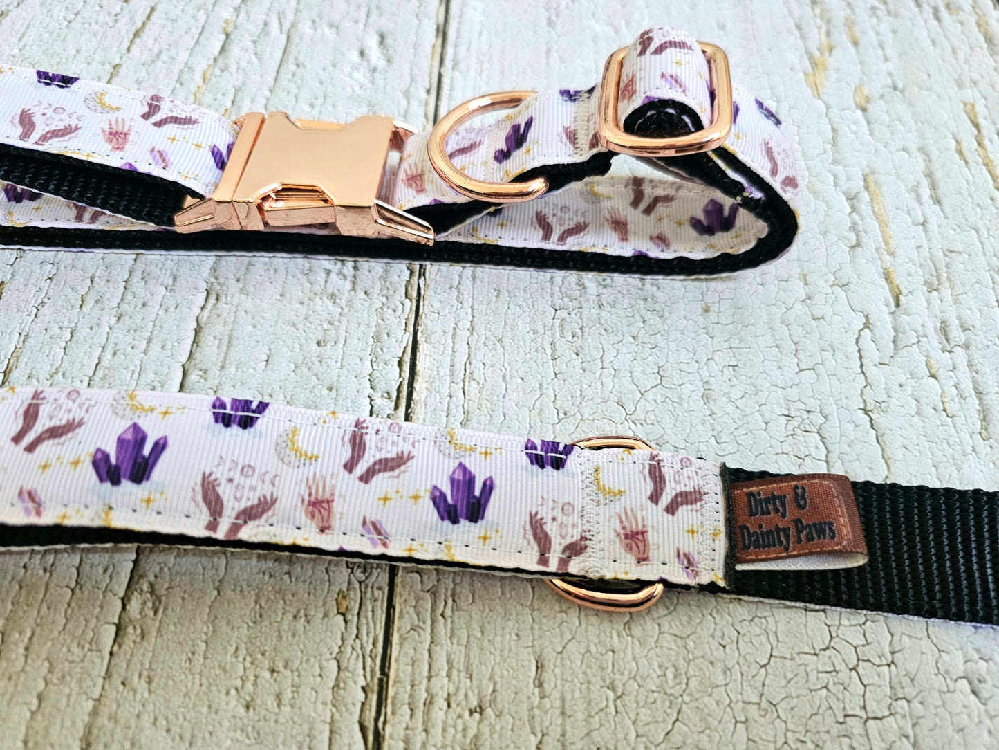 Into The Mystic Crystals and Lunar Moon Dog Leash with Traffic Handle