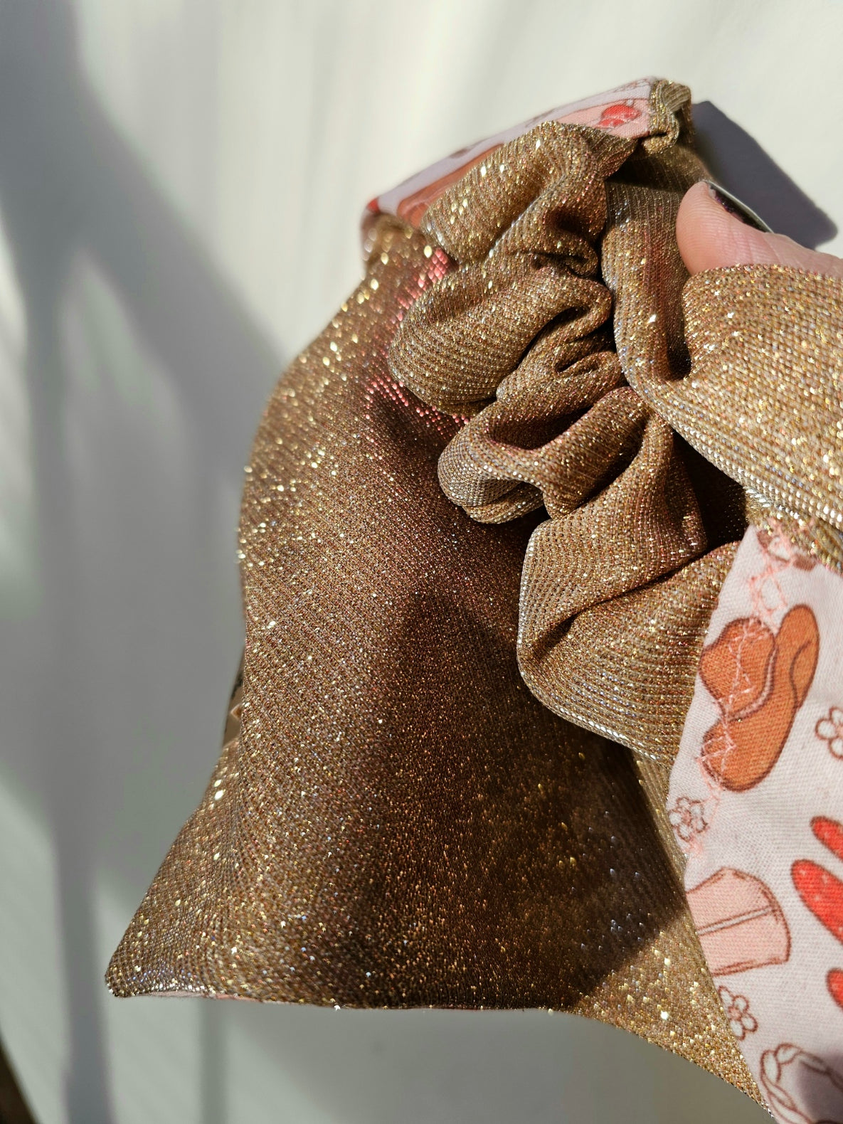 Cowgirl Love Reversible Rose Gold Shimmer Dog Bandana