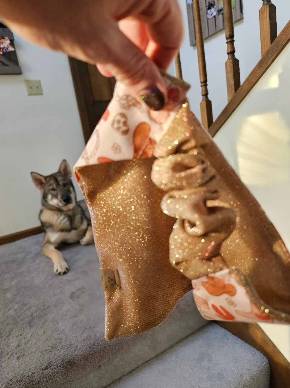 Cowgirl Love Reversible Rose Gold Shimmer Dog Bandana