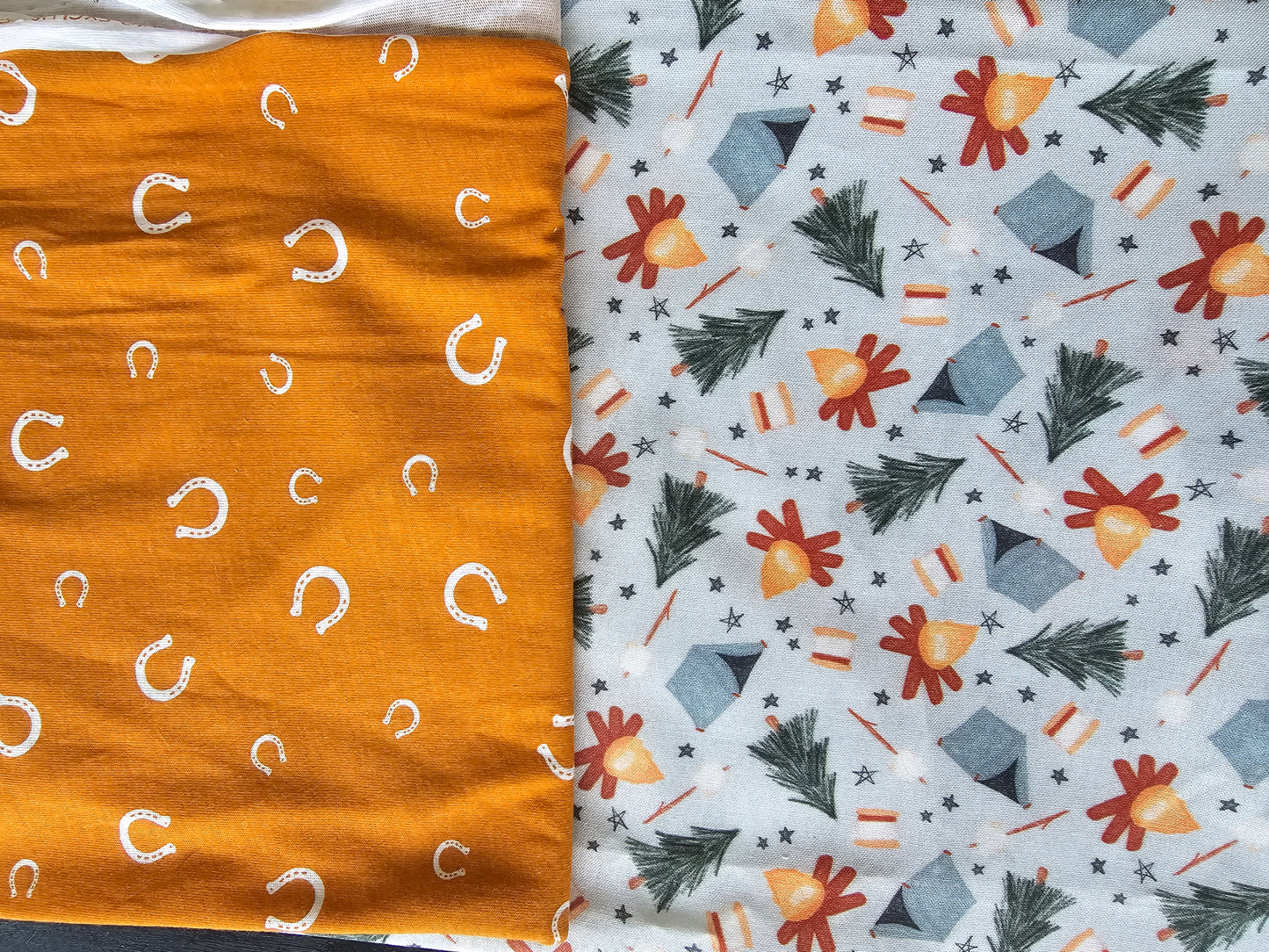 Camping Adventure/Pick your second fabric Reversible Dog Bandana