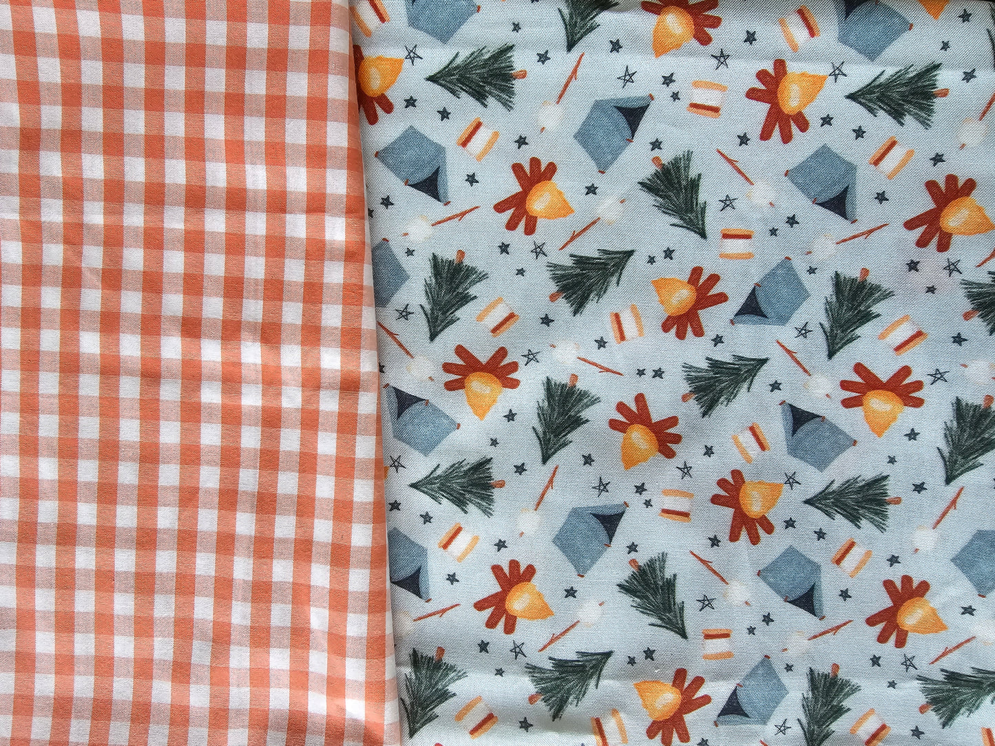 Camping Adventure/Pick your second fabric Reversible Dog Bandana