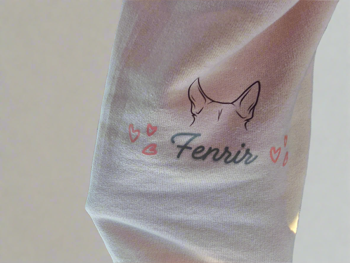 This Dog Mom Wears Her Heart on Her Sleeve -ADD YOUR DOGS NAME AND EAR OUTLINE Personalized Crewneck Sweatshirt