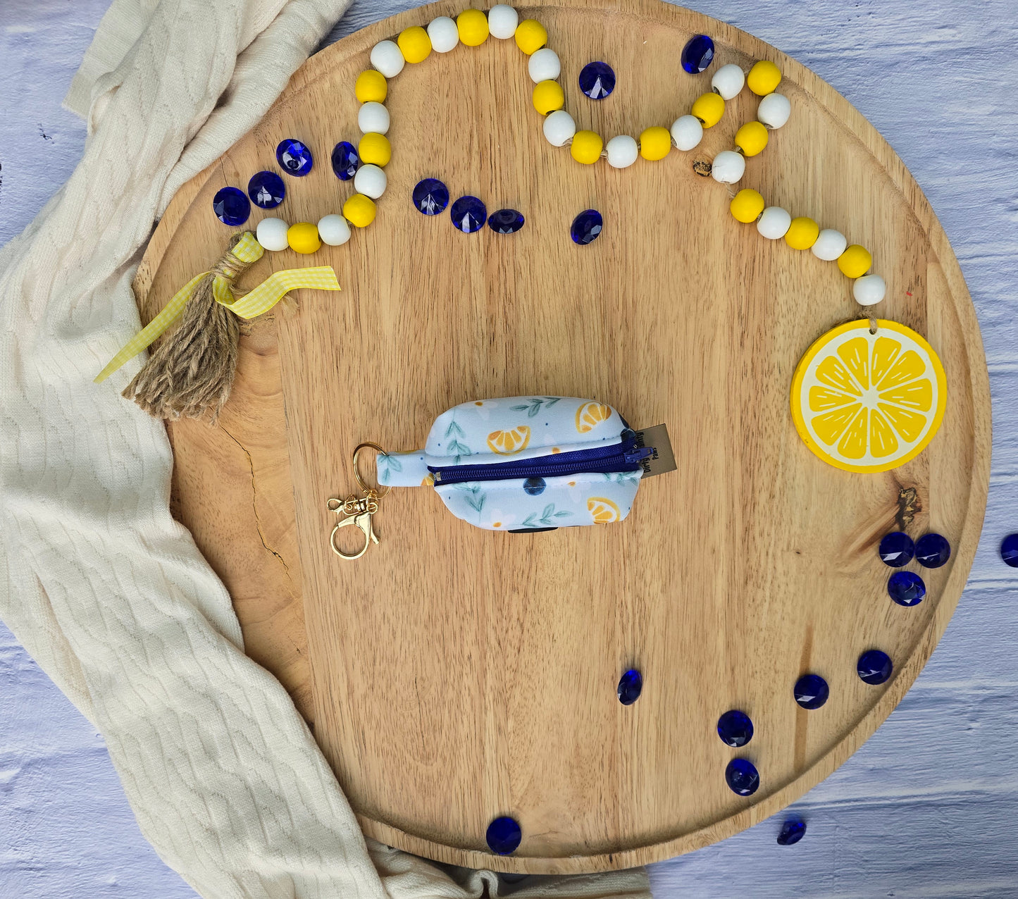 Blueberries and Lemons Neoprene Waste Bag Holder