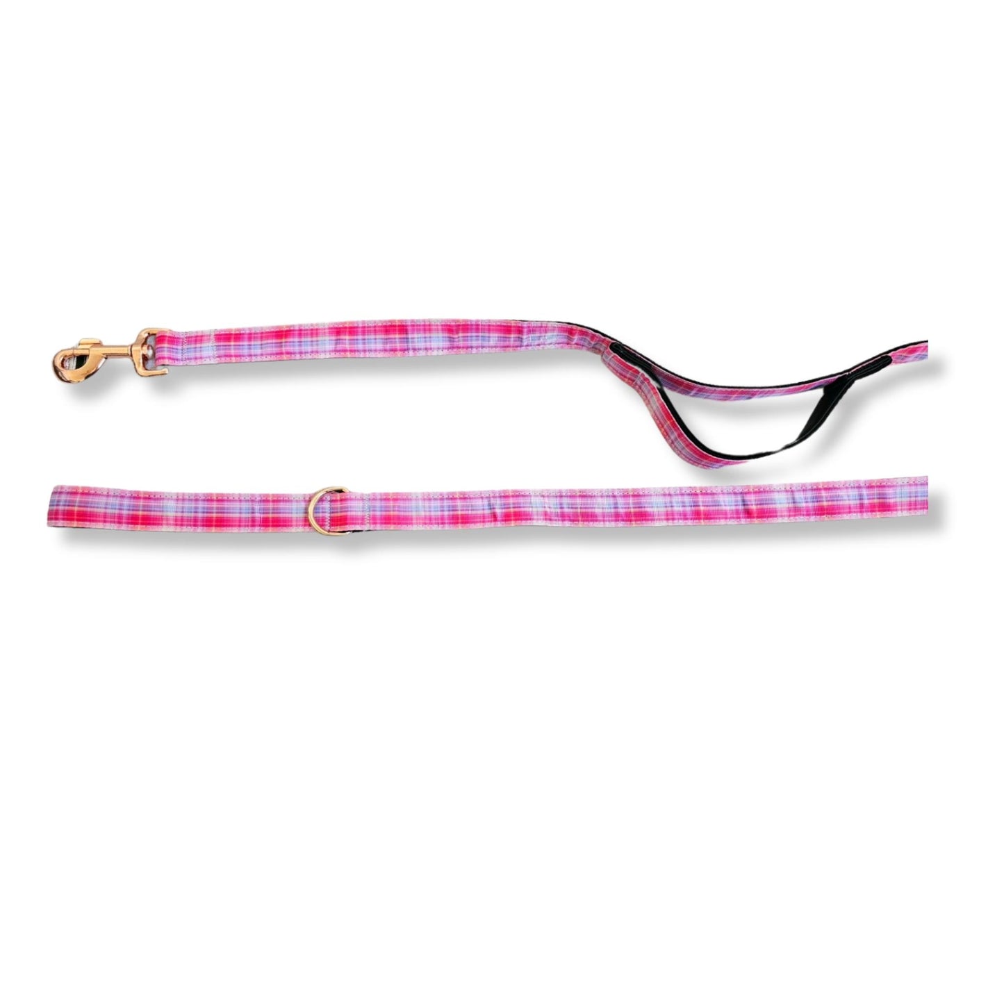 Sunset Plaid Dog Leash with Traffic Handle