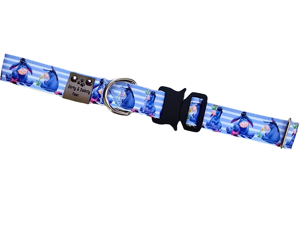 Blue Eeyore Nylon Dog Collar – Tactical Buckle | Dirty & Dainty Paws