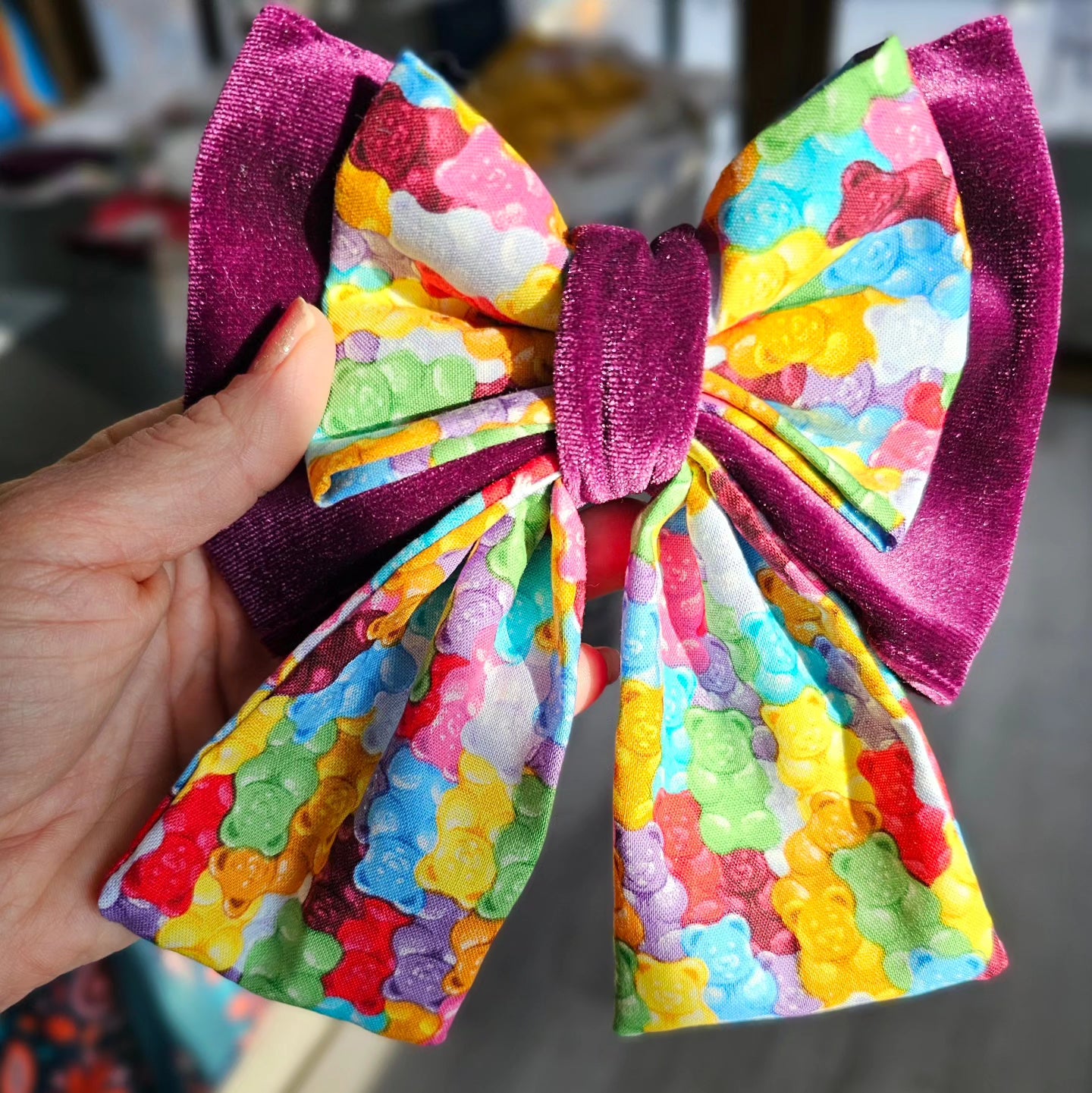 Gummy Bears Plum Velvet Sailor Bow
