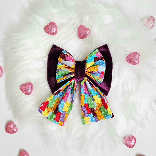 Gummy Bears Plum Velvet Sailor Bow
