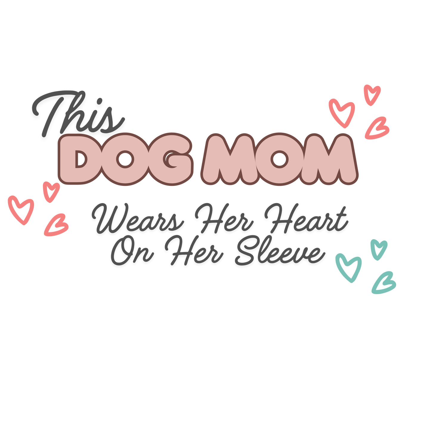 This Dog Mom Wears Her Heart on Her Sleeve -ADD YOUR DOGS NAME AND EAR OUTLINE Personalized Crewneck Sweatshirt