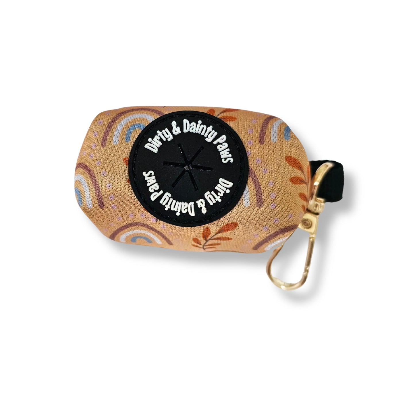 Boho Rainbow Poop Bag Pouch With Light Gold Clasp