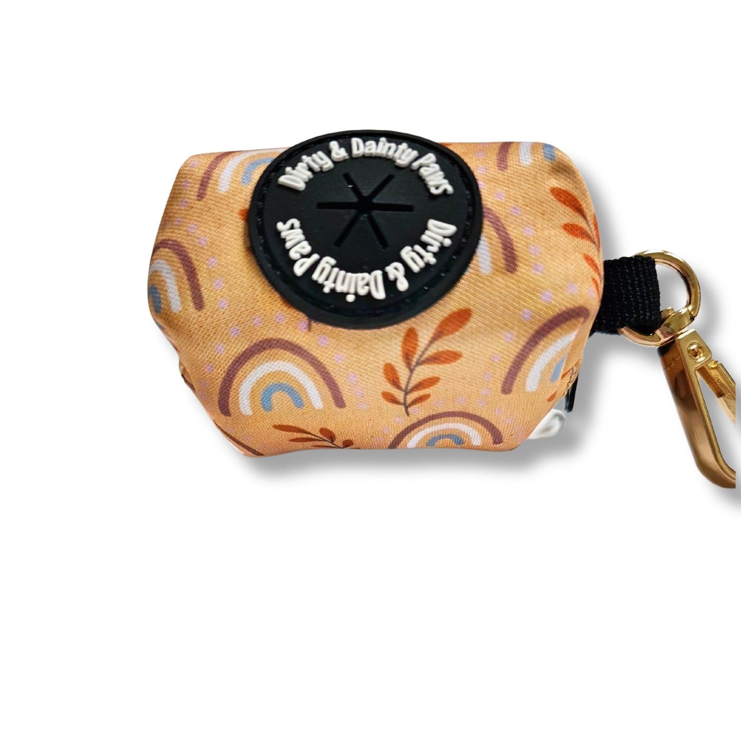 Boho Rainbow Poop Bag Pouch With Light Gold Clasp