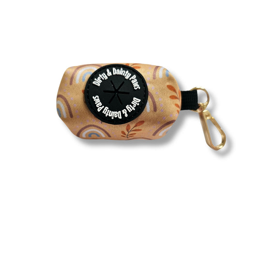 Boho Rainbow Poop Bag Pouch With Light Gold Clasp