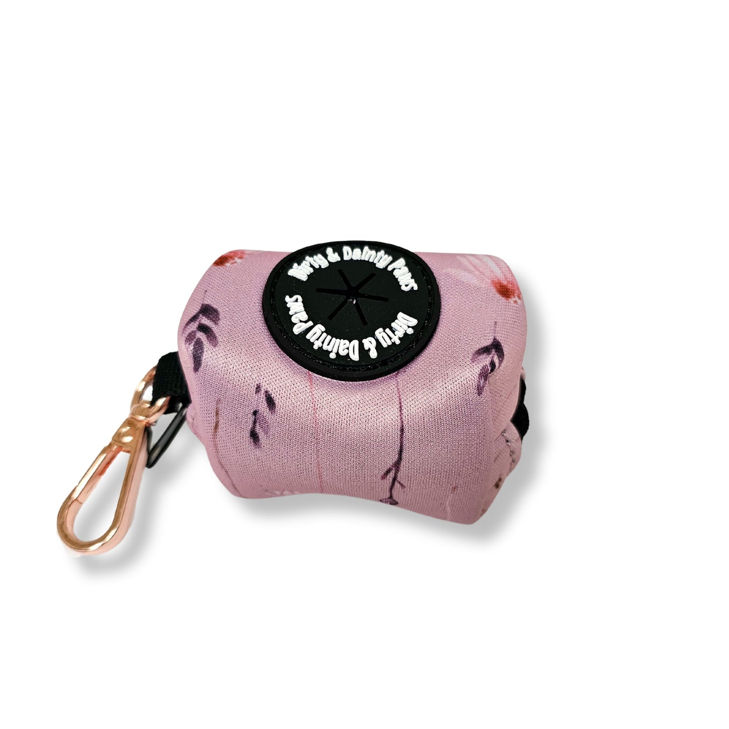 Dainty Wilted Flowers Poop Bag Pouch With Rose Gold Clasp