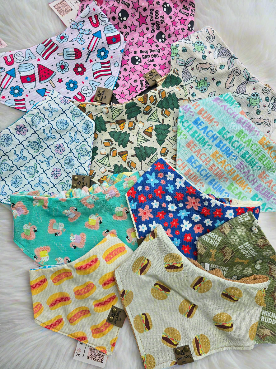 Hiking Buddy/Woodland Animals Reversible Scrunchie Dog Bandana