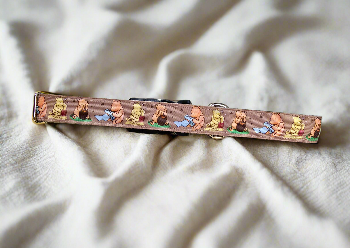 Winnie the Pooh Nylon Dog Collar – YKK® Side-Release Buckle | Dirty & Dainty Paws