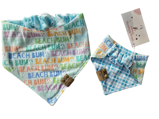 Beach Bum/ Ocean Blue Reversible Scrunchie Dog Bandana