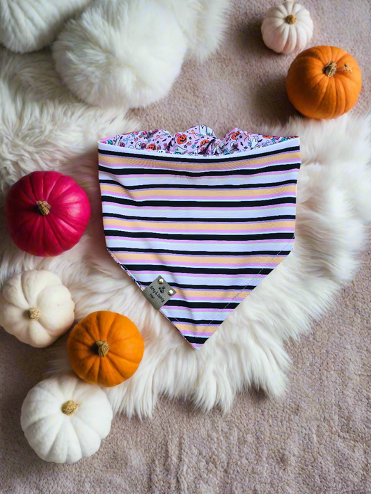 Cutesy Ghosts| Halloween Stripe ZoomieProof™ Reversible Scrunchie Bandana
