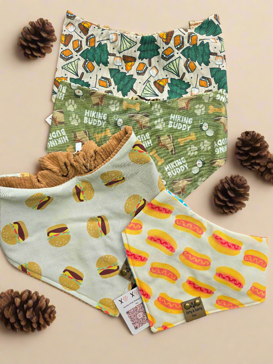 Hiking Buddy/Woodland Animals Reversible Scrunchie Dog Bandana
