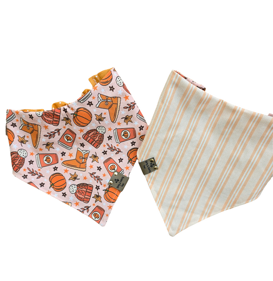 Cozy Fall| Stripes| Polka Dots Cozy Cotton Reversible Scrunchie Dog Bandana