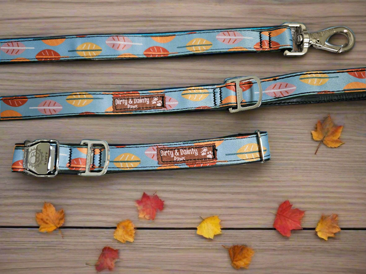 Boho Fall Leaves Dog Collar | Waterproof, NO Stink, Eco-Friendly