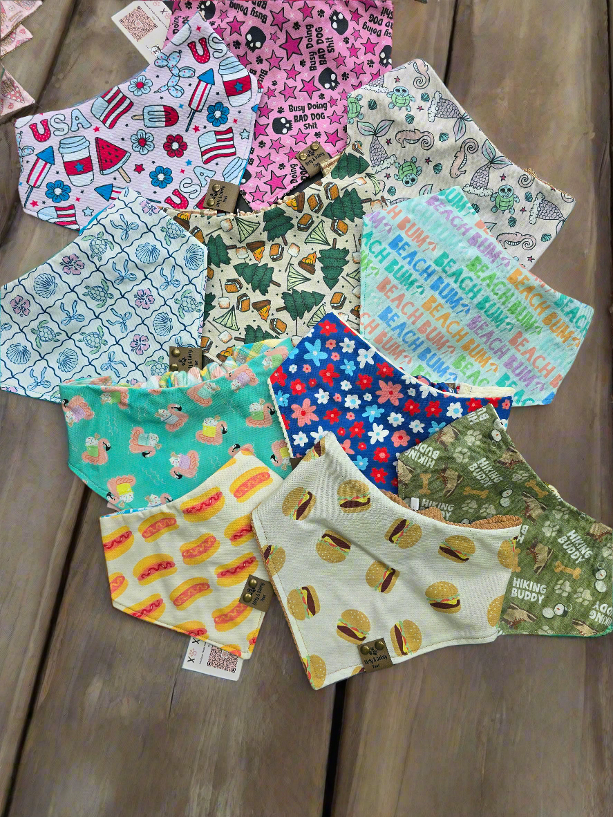Hiking Buddy/Woodland Animals Reversible Scrunchie Dog Bandana
