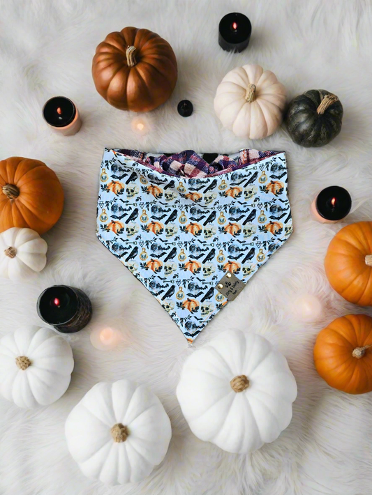 Gothic Ravens | Plaid ZoomieProof™ Reversible Scrunchie Dog Bandana