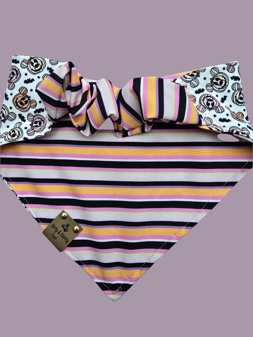 Halloween Pumpkin Dog Bandana – Reversible Scrunchie | ZoomieProof™ Fabric