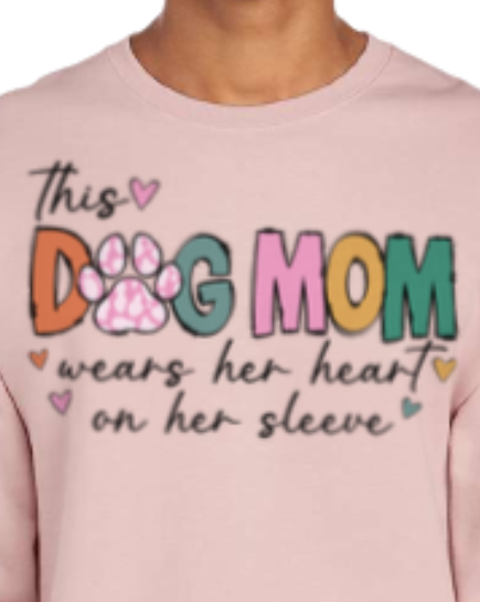 "This Dog Mom Wears Her Heart On Her Sleeve"In BLUSH PINK Personalized Dog Name Sweatshirt in Sweet Cream| Custom Dog Mom Sweatshirt – Personalized Paw Prints & Names
