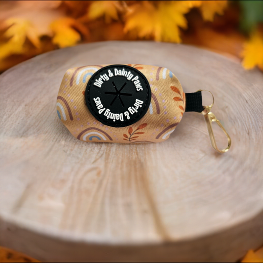 Boho Rainbow Poop Bag Pouch With Light Gold Clasp