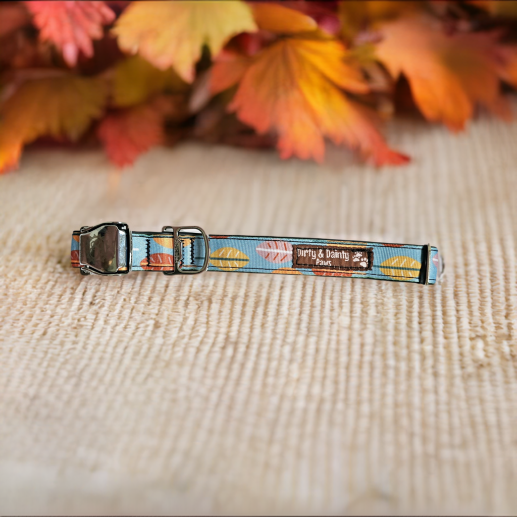 Boho Fall Leaves Dog Collar | Waterproof, NO Stink, Eco-Friendly