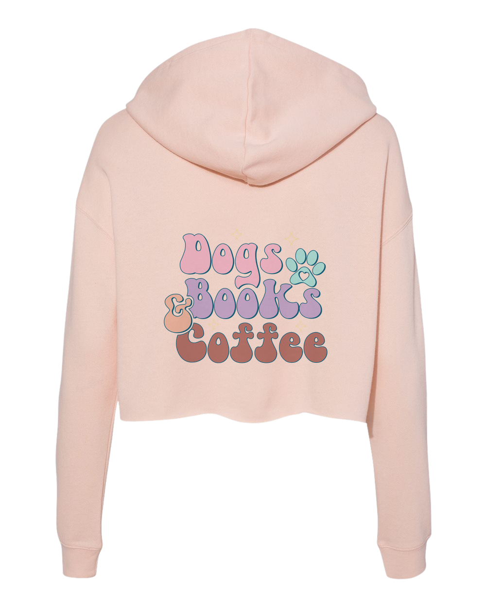 Dogs, Books, and Coffee Women’s Lightweight Cropped Hoodie - Blush
