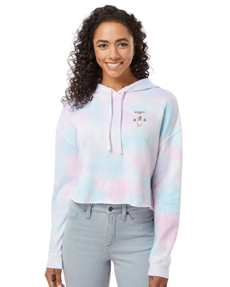Dogs, Books, and Coffee Women’s Lightweight Cropped Hoodie - Tie Dye Cotton Candy