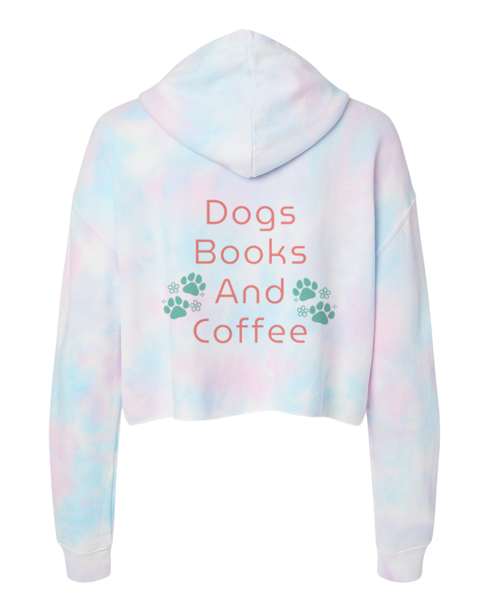 Dogs, Books, and Coffee Women’s Lightweight Cropped Hoodie - Tie Dye Cotton Candy