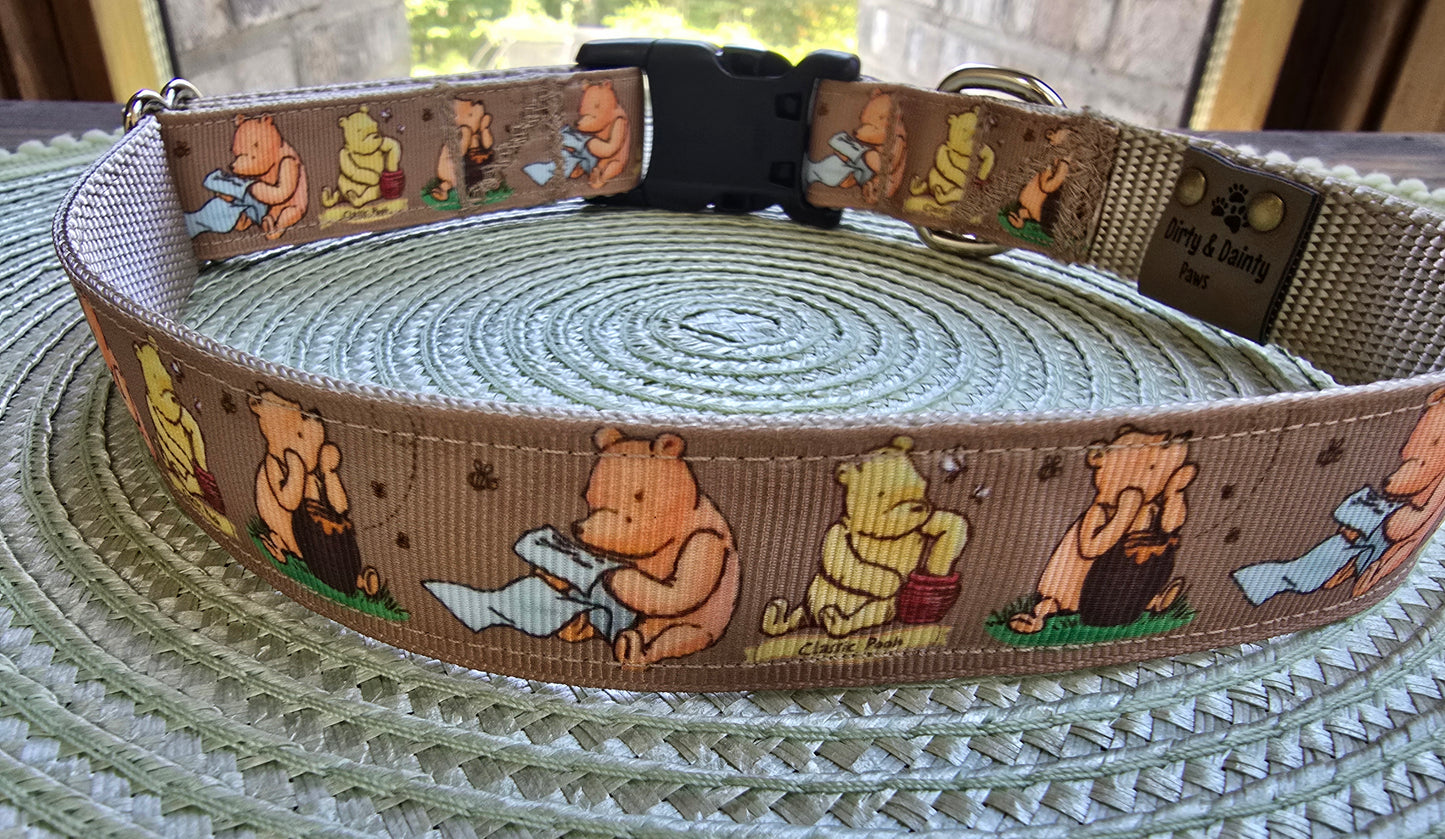 Winnie the Pooh Nylon Dog Collar – YKK® Side-Release Buckle | Dirty & Dainty Paws