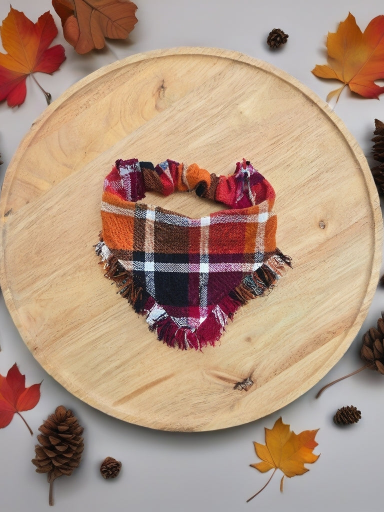 Hand fringed flannel bandana