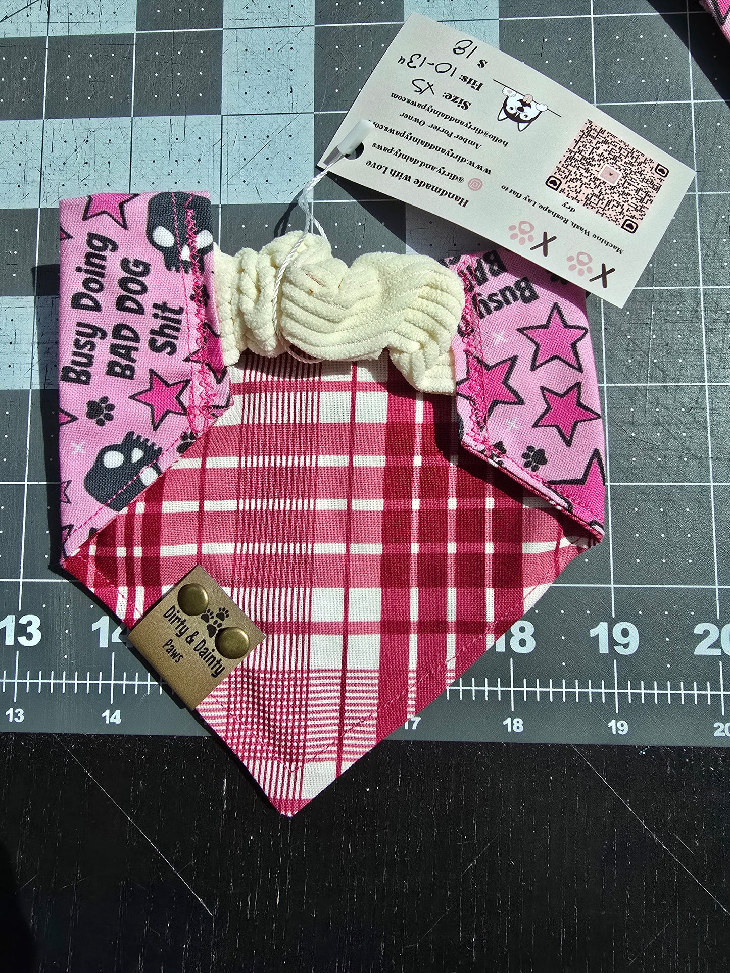 Busy Doing Bad Dog Shit/Sassy Saying Reversible Scrunchie Dog Bandana