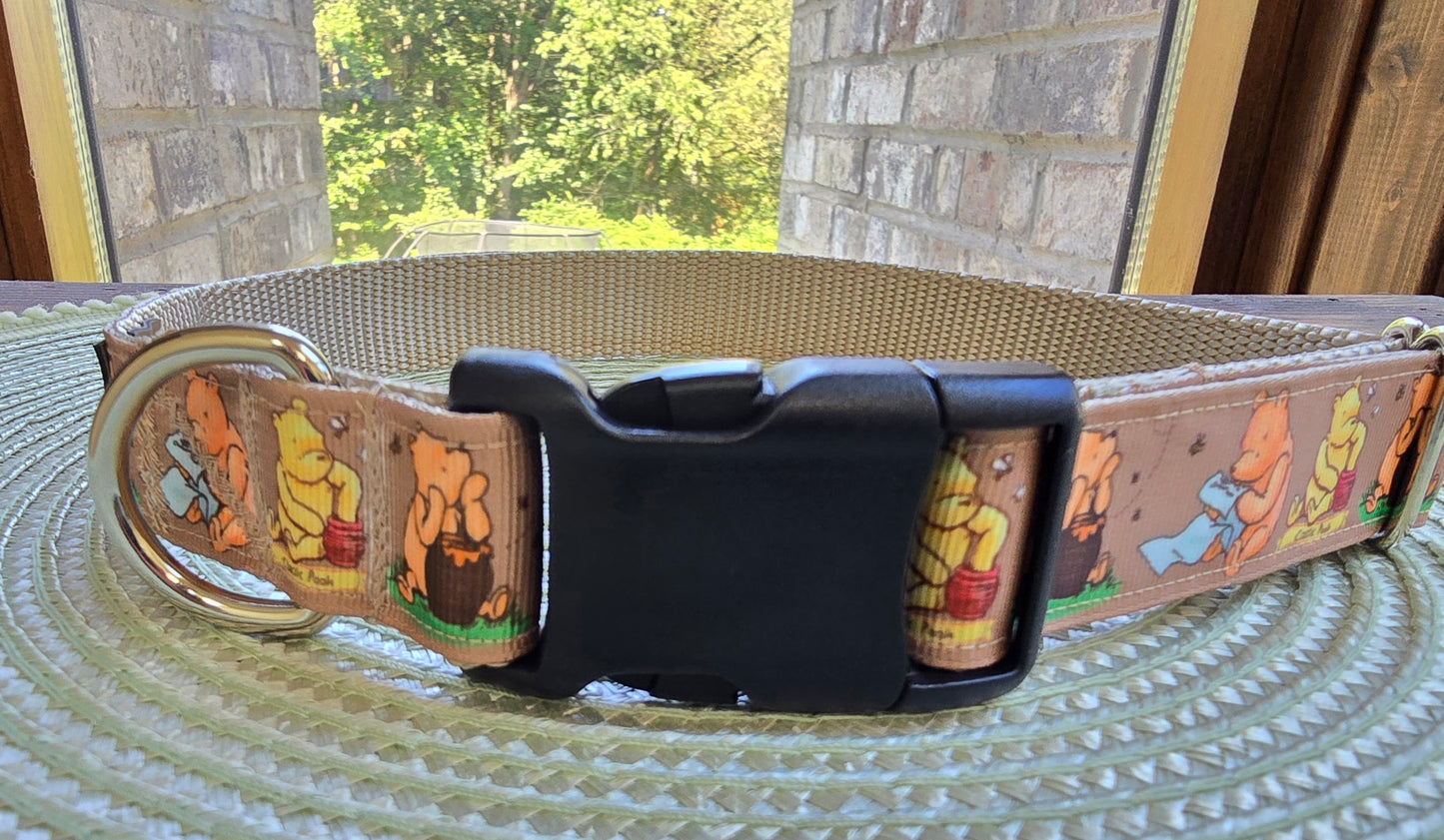 Winnie the Pooh Nylon Dog Collar – YKK® Side-Release Buckle | Dirty & Dainty Paws
