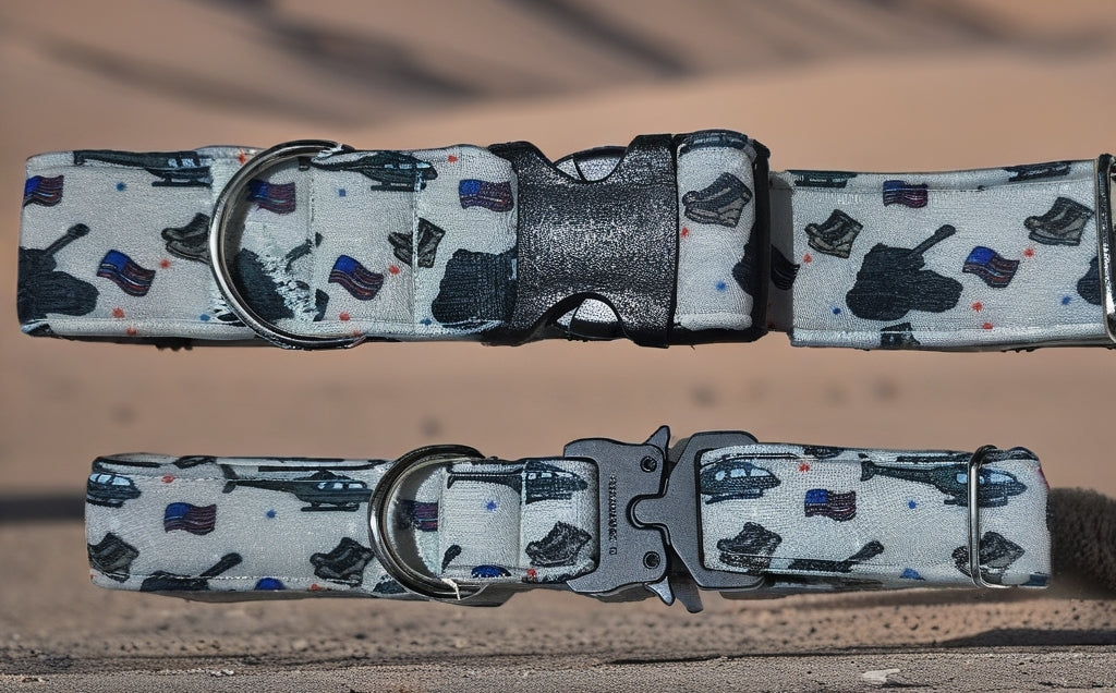 Military Neoprene Dog Collar – Durable & Padded with Patriotic Military Print