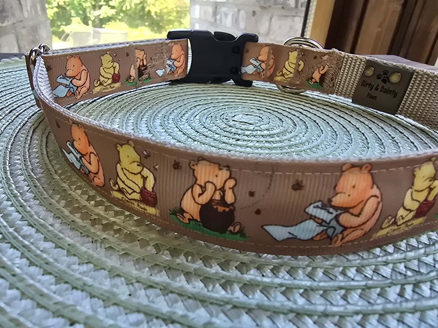 Winnie the Pooh Nylon Dog Collar – YKK® Side-Release Buckle | Dirty & Dainty Paws