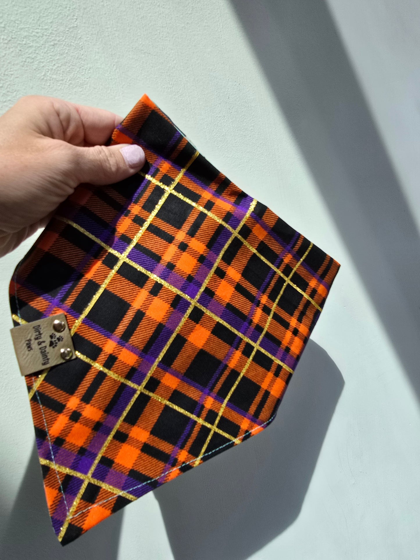 Pup Cup Halloween Pail| Halloween Plaid Cozy Cotton Reversible Scrunchie Dog Bandana