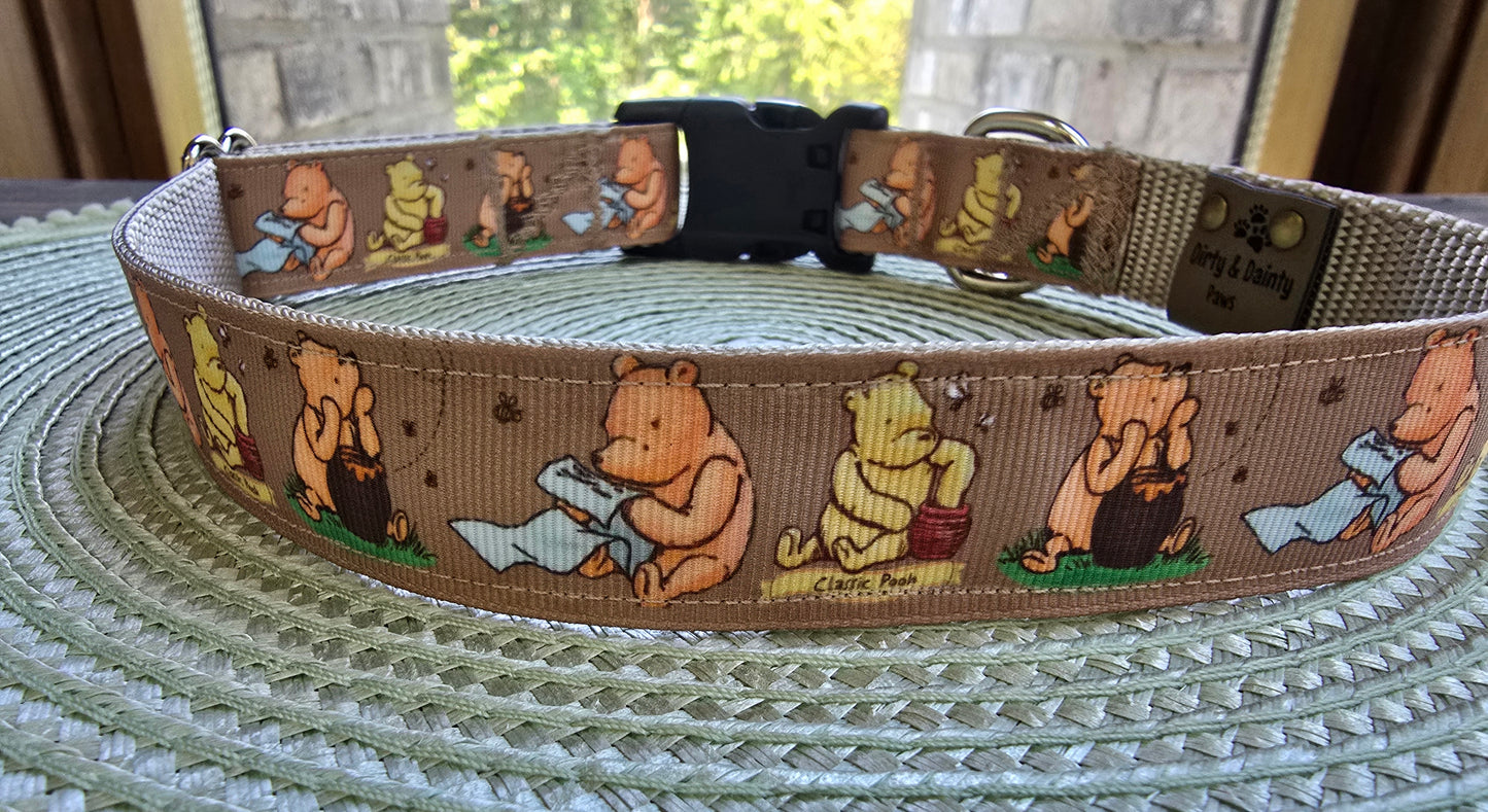 Winnie the Pooh Nylon Dog Collar – YKK® Side-Release Buckle | Dirty & Dainty Paws