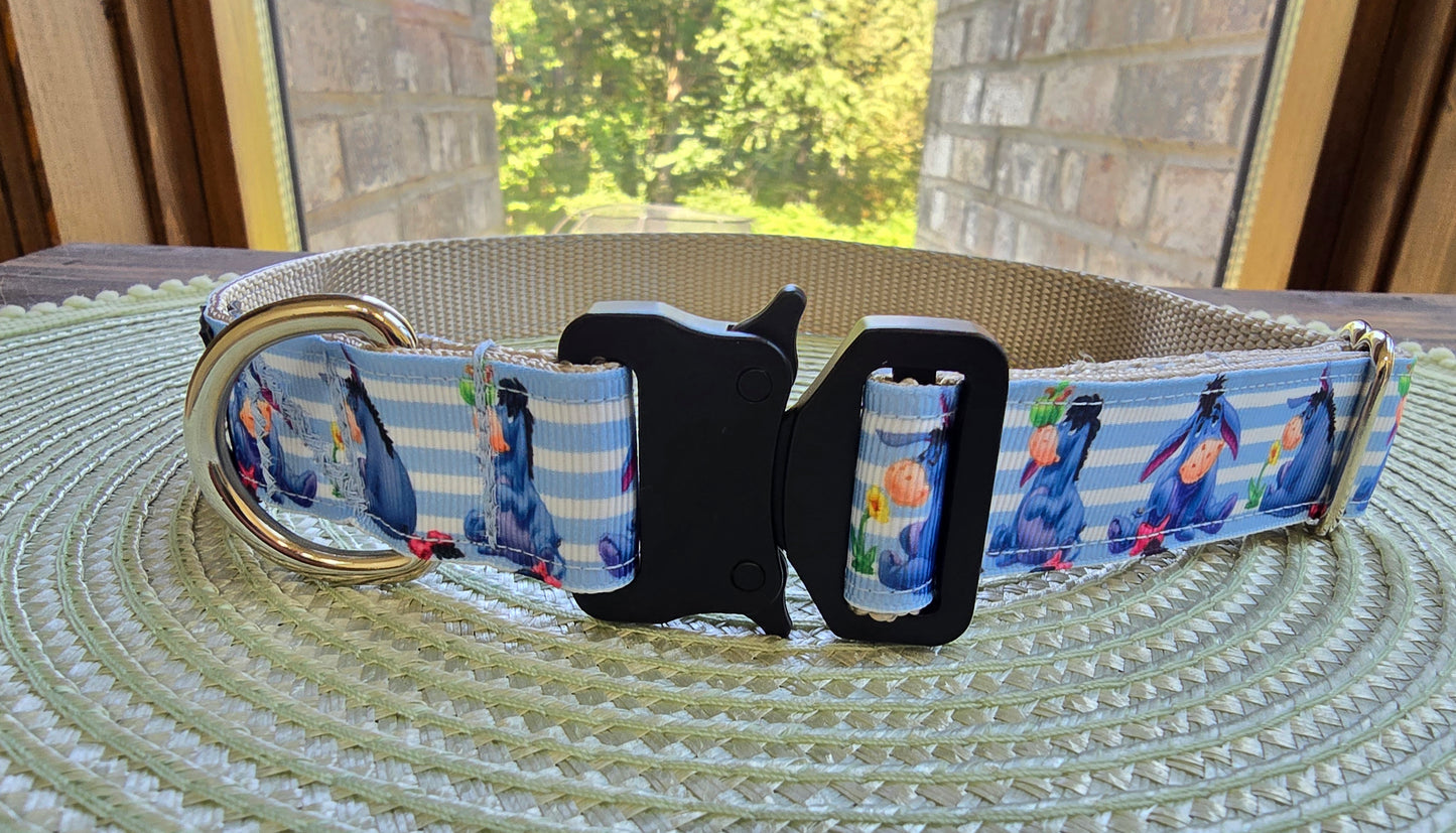 Blue Eeyore Nylon Dog Collar – Tactical Buckle | Dirty & Dainty Paws