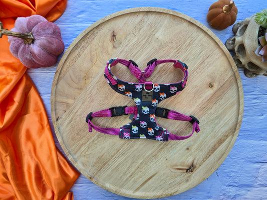 Skulls Adjustable Neoprene Dog Chest Harness | 4-Point Adjustable Walking Harness