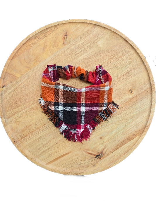 Hand fringed flannel bandana